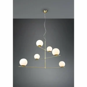 Luminaires Trio Suspension Trio Pure Laiton, 6 lumières* Lampes En Verre