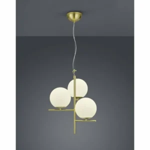 Luminaires Trio Suspension Trio PURE Laiton, 3 lumières* Lampes En Verre