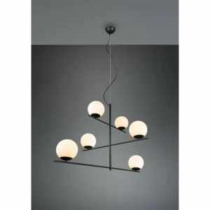 Luminaires Trio Suspension Trio Pure Noir, 6 lumières* Lampes En Verre