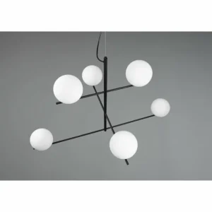 Luminaires Trio Suspension Trio Pure Noir, 6 lumières* Lampes En Verre