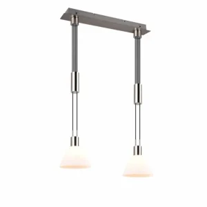 Luminaires Trio Suspension Trio STANLEY Nickel mat, 2 lumières* Lampes En Verre