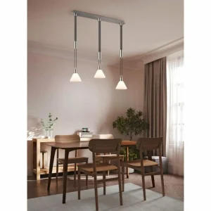 Luminaires Trio Suspension Trio STANLEY Nickel mat, 3 lumières* Lampes En Verre