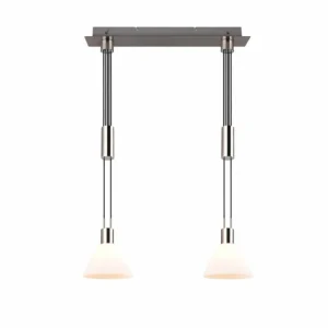 Luminaires Trio Suspension Trio STANLEY Nickel mat, 2 lumières* Lampes En Verre