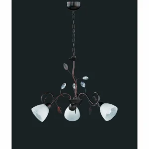 Luminaires Trio Suspension Trio-Leuchten Traditio Brun foncé, Rouille, 3 lumières* Lampes En Verre