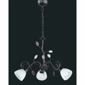 Luminaires Trio Suspension Trio-Leuchten Traditio Brun foncé, Rouille, 3 lumières* Lampes En Verre