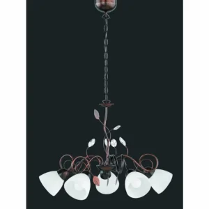 Luminaires Trio Suspension Trio-Leuchten Traditio Brun foncé, Rouille, 5 lumières* Lampes En Verre