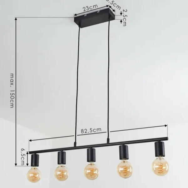 hofstein Suspension Tulla Noir, 5 lumières* Lampes Modernes