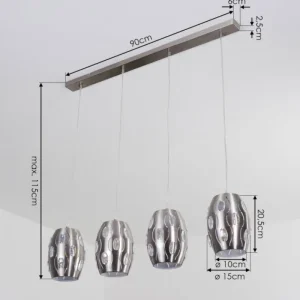 hofstein Suspension Ventimiglia Nickel mat, 4 lumières* Lampes Modernes