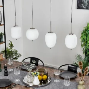 hofstein Suspension Verbania Blanc, 4 lumières* Lampes En Verre