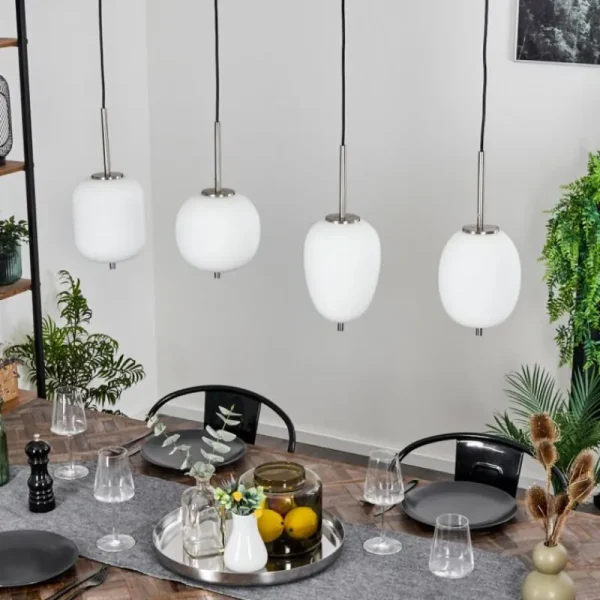 hofstein Suspension Verbania Blanc, 4 lumières* Lampes En Verre