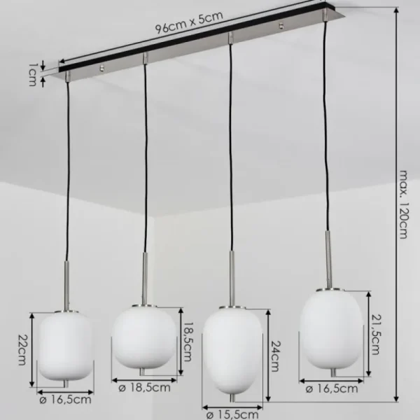 hofstein Suspension Verbania Blanc, 4 lumières* Lampes En Verre
