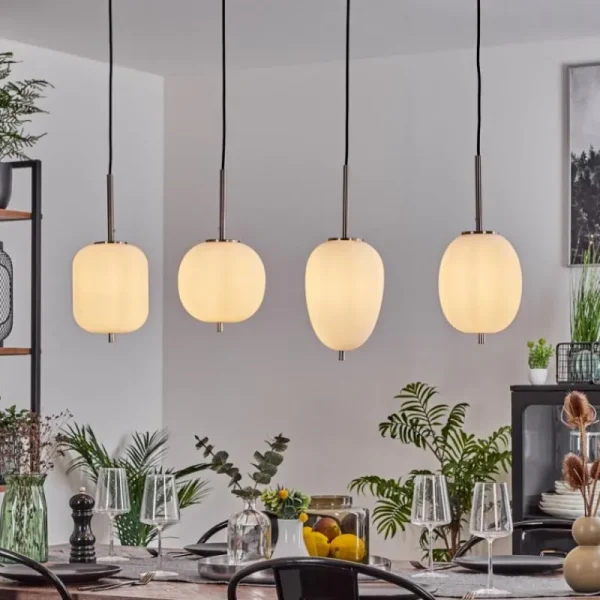 hofstein Suspension Verbania Blanc, 4 lumières* Lampes En Verre