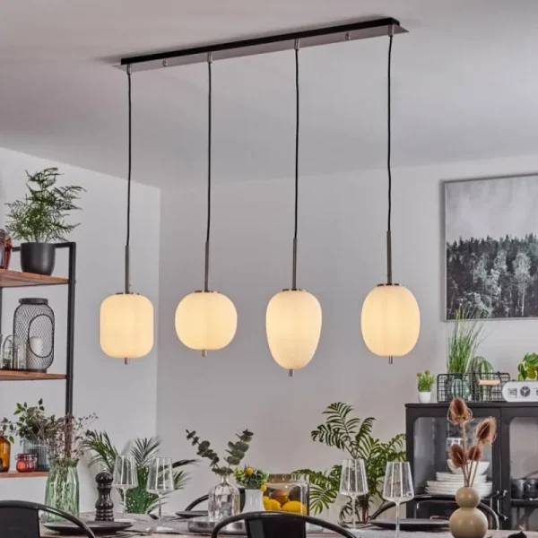 hofstein Suspension Verbania Blanc, 4 lumières* Lampes En Verre