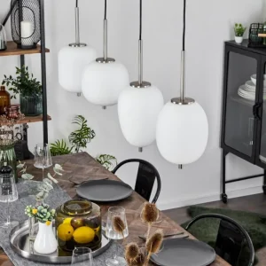 hofstein Suspension Verbania Blanc, 4 lumières* Lampes En Verre