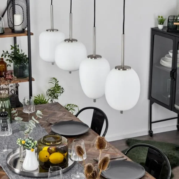 hofstein Suspension Verbania Blanc, 4 lumières* Lampes En Verre