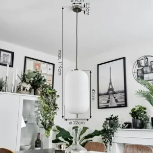 hofstein Suspension Verbania Nickel mat, 1 lumière* Lampes En Verre