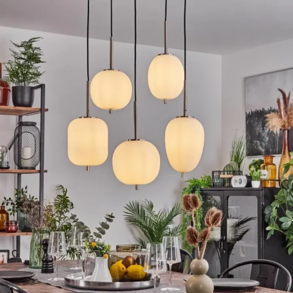 hofstein Suspension Verbania Nickel mat, 5 lumières* Lampes En Verre