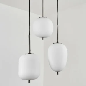 hofstein Suspension Verbania Nickel mat, 3 lumières* Lampes En Verre