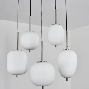 hofstein Suspension Verbania Nickel mat, 5 lumières* Lampes En Verre
