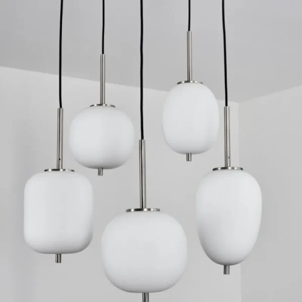 hofstein Suspension Verbania Nickel mat, 5 lumières* Lampes En Verre