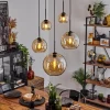 hofstein Suspension Verre 15 cm, 20 cm, 25 cm, 30cm Koyoto Ambre, 5 lumières* Lampes En Verre