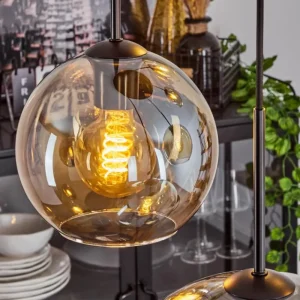 hofstein Suspension Verre 15 cm, 20 cm, 25 cm, 30cm Koyoto Ambre, 5 lumières* Lampes En Verre