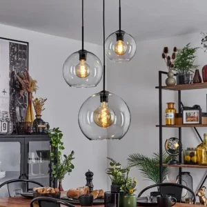 hofstein Suspension Verre 20 cm, 25 cm, 30cm Koyoto Clair, 3 lumières* Lampes En Verre