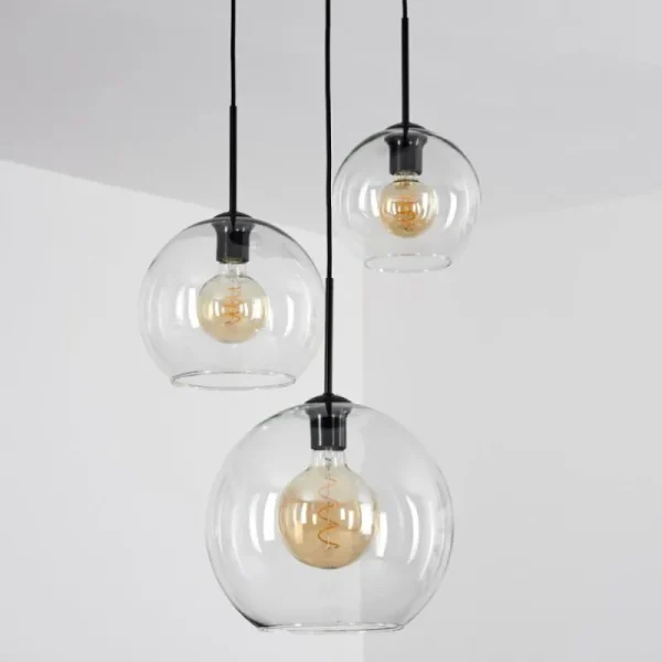hofstein Suspension Verre 20 cm, 25 cm, 30cm Koyoto Clair, 3 lumières* Lampes En Verre