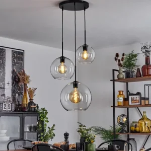 hofstein Suspension Verre 20 cm, 25 cm, 30cm Koyoto Clair, 3 lumières* Lampes En Verre