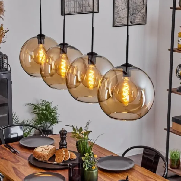 hofstein Suspension Verre 30 cm Koyoto Ambre, 4 lumières* Lampes En Verre