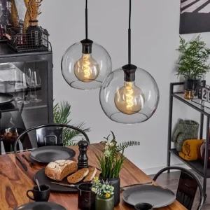 hofstein Suspension Verre 25 cm Koyoto Clair, 2 lumières* Lampes En Verre