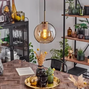 hofstein Suspension Verre 20 cm Koyoto Or, Noir, 1 lumière* Lampes En Verre
