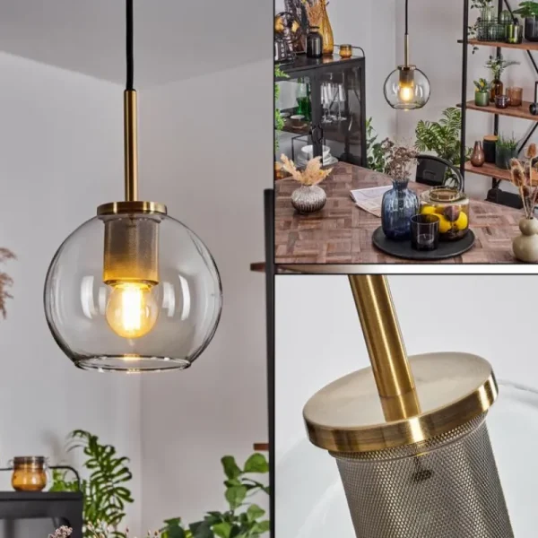 hofstein Suspension Verre 15 cm Koyoto Vieux laiton, 1 lumière* Lampes En Verre