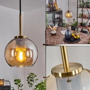 hofstein Suspension Verre 15 cm Koyoto Vieux laiton, 1 lumière* Lampes En Verre