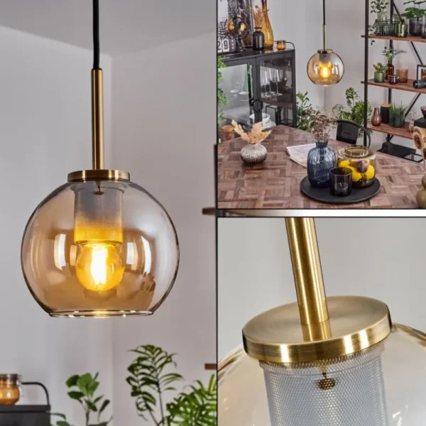 hofstein Suspension Verre 15 cm Koyoto Vieux laiton, 1 lumière* Lampes En Verre
