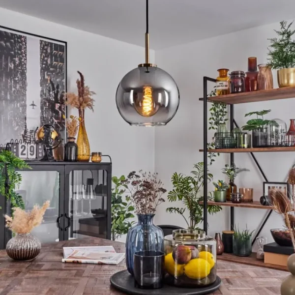 hofstein Suspension Verre 20 cm Koyoto Vieux laiton, 1 lumière* Lampes En Verre