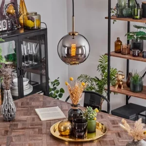 hofstein Suspension Verre 20 cm Koyoto Or, Noir, 1 lumière* Lampes En Verre