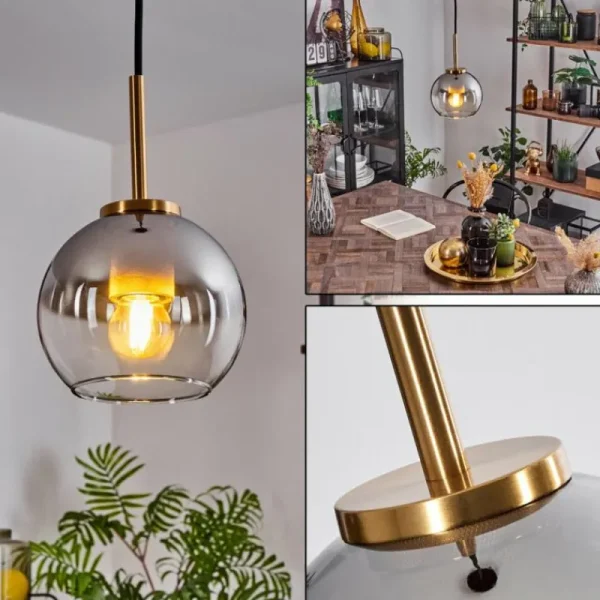 hofstein Suspension Verre 15 cm Koyoto Or, Noir, 1 lumière* Lampes En Verre