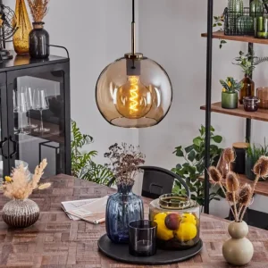 hofstein Suspension Verre 25 cm Koyoto Vieux laiton, 1 lumière* Lampes En Verre