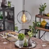 hofstein Suspension Verre 25 cm Koyoto Noir, Argenté, 1 lumière* Lampes En Verre