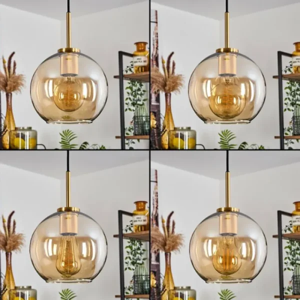 hofstein Suspension Verre 20 cm Koyoto Or, Noir, 1 lumière* Lampes En Verre