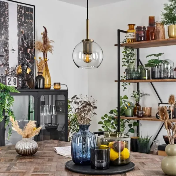 hofstein Suspension Verre 15 cm Koyoto Vieux laiton, 1 lumière* Lampes En Verre