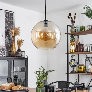 hofstein Suspension Verre 30 cm Koyoto Ambre, 1 lumière* Lampes En Verre