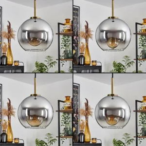 hofstein Suspension Verre 20 cm Koyoto Vieux laiton, 1 lumière* Lampes En Verre