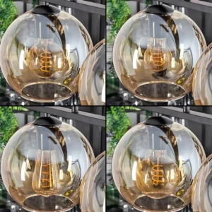 hofstein Suspension Verre 20 cm Koyoto Ambre, 3 lumières* Lampes En Verre