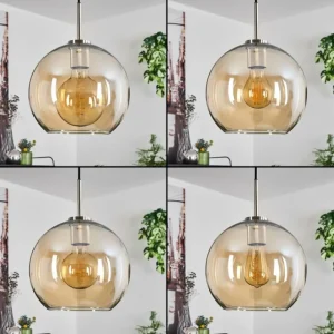 hofstein Suspension Verre 25 cm Koyoto Noir, Argenté, 1 lumière* Lampes En Verre