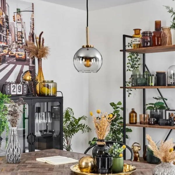hofstein Suspension Verre 15 cm Koyoto Or, Noir, 1 lumière* Lampes En Verre
