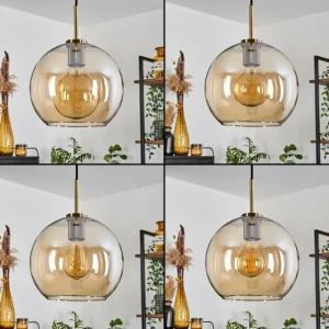 hofstein Suspension Verre 25 cm Koyoto Vieux laiton, 1 lumière* Lampes En Verre