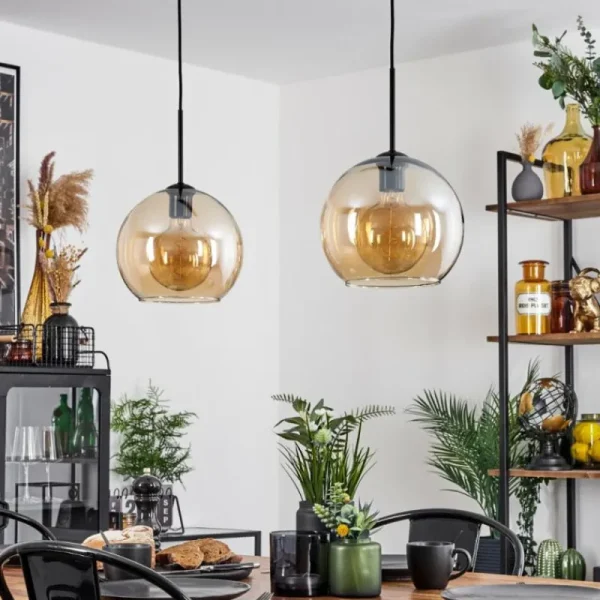 hofstein Suspension Verre 25 cm Koyoto Ambre, 2 lumières* Lampes En Verre