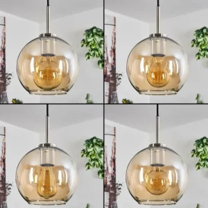 hofstein Suspension Verre 20 cm Koyoto Noir, Argenté, 1 lumière* Lampes En Verre